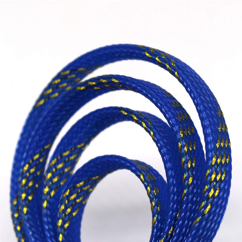 CBAZY 30ft PET Expandable Sleeving Wire Cable Sleeve (1/2" Gold&Blue 30ft) - Image 1